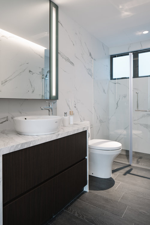 thiết kế nội thất phòng tắm master chung cư tự nhiên