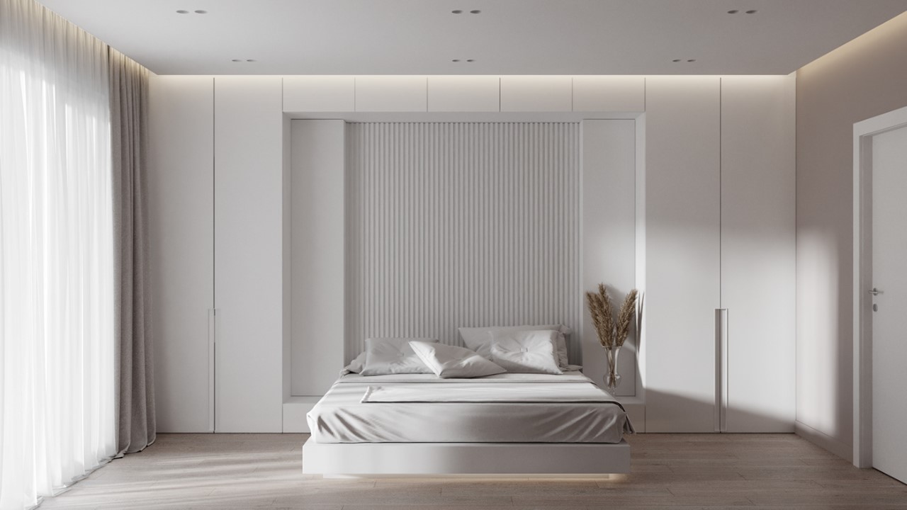Phòng ngủ màu trắng tinh giản