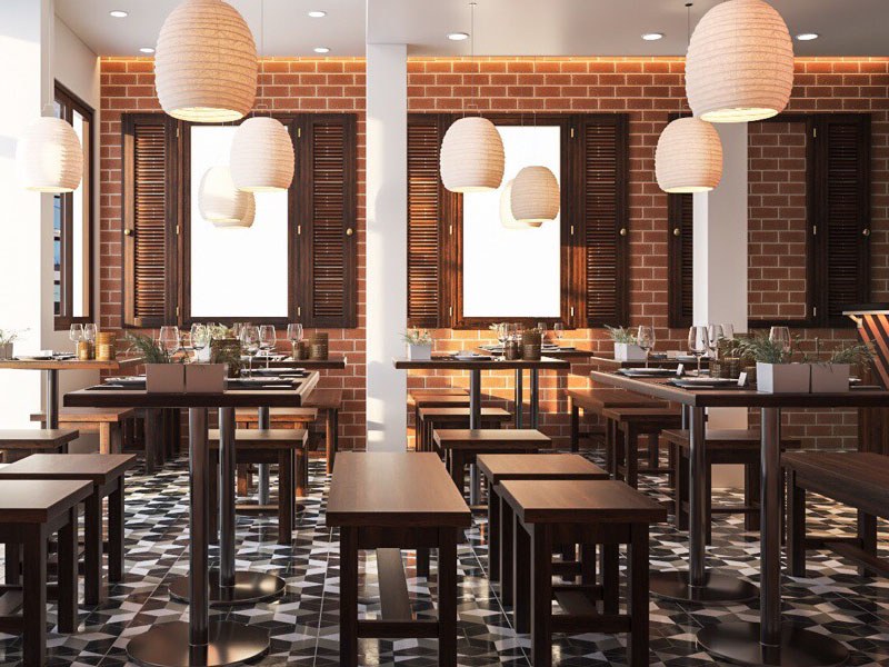 Thiết kế nội thất nhà hàng đẹp cần kết hợp ánh sáng và màu sắc ấn tượng 