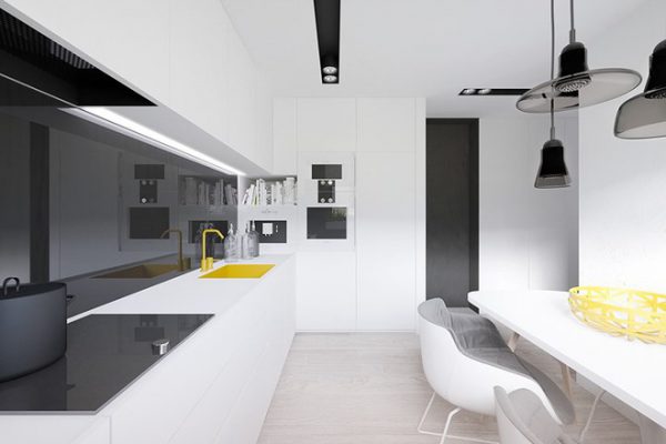 Mẫu thiết kế nội thất chung cư 52m2 với nhà bếp tiện nghi