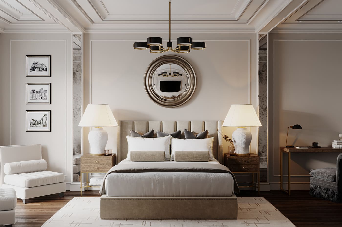 Mẫu nội thất phòng ngủ chung cư D'Capitale theo phong cách tân cổ điển