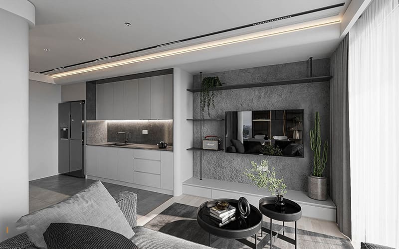 Thiết kế nội thất phòng khách chung cư D'Capitale thiết kế tối giản (Minimalism)