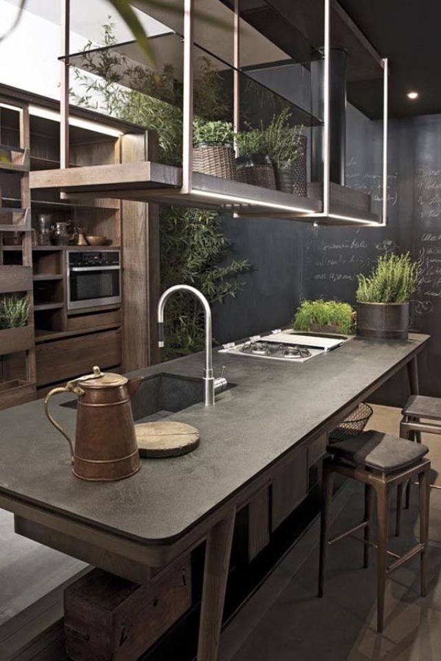 mẫu thiết kế nội thất phong cách công nghiệp cho phòng bếp